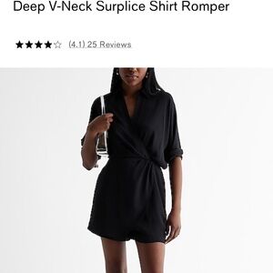 Deep V-neck surplus shirt romper